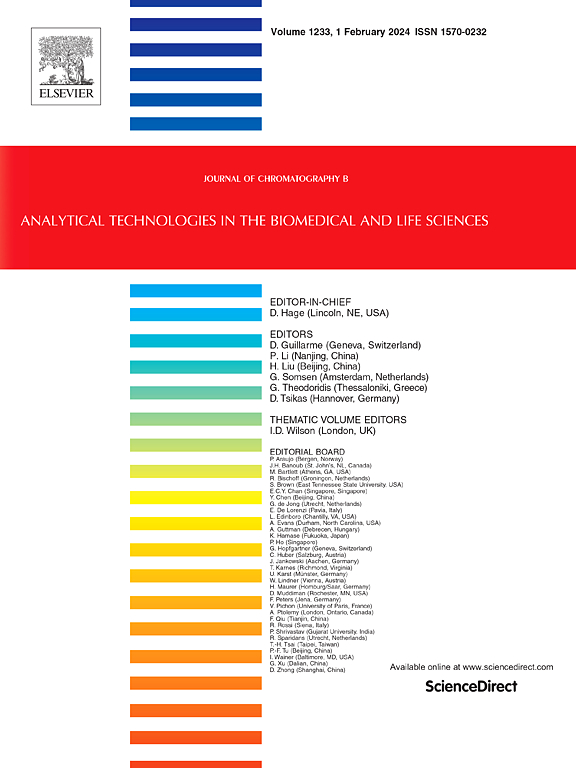 Go to journal home page - Journal of Chromatography B: Biomedical Sciences and Applications